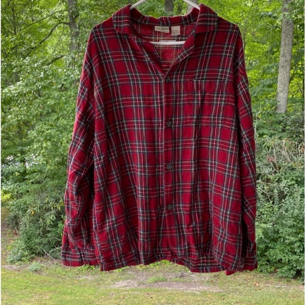 L.L. Bean Sam Pierce Button Up Plaid Cotton Shirt With Pocket Size Large Regular